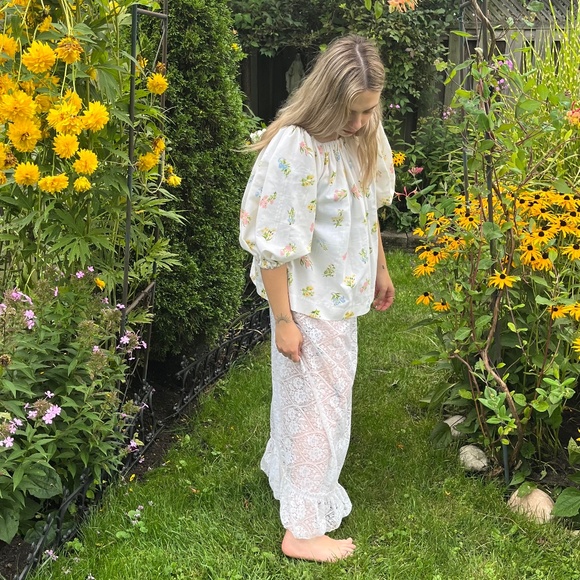 Handmade Puff Sleeve Peasant Top - Picture 2 of 5